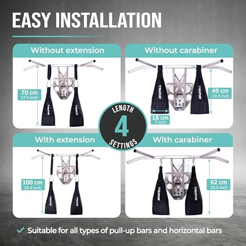 PULLUP & DIP Ab Straps, Premium Abdominal Slings for Abdominal Training, Padded Workout Straps for Crunches, Hanging, Leg ...