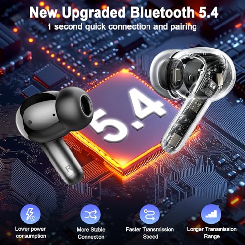 Wireless Earbuds, 2026 3D-Stereo Bluetooth 5.4 Headphones Deep Bass Ear Bud, 4 ENC Noise Cancelling Mic, 40+Hrs USB-C Earp...