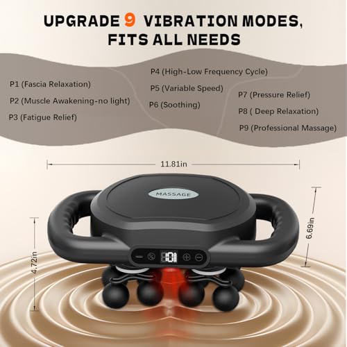 12-Head Massage Gun Deep Tissue, Electric Massager Tool with 9 Levels & 9 Modes, Cordless Back/Neck/Foot/Arm/Body/Leg/Shou...