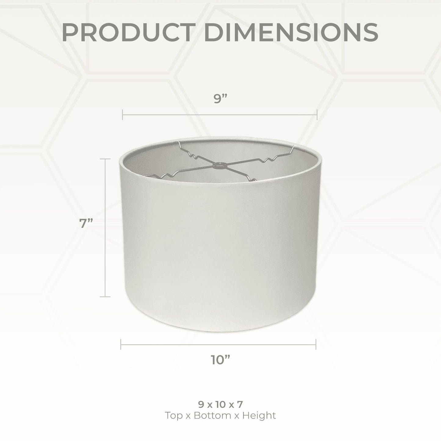 Royal Designs, Inc. Shallow Drum Hardback Lamp Shade, Fabric, 9 x 10 x 7, White, Model HB-610-10WH