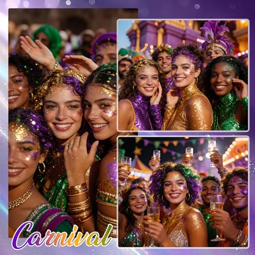LYNEMOGA Golden Green Face Body Glitter Stick, Carnival Hair Glitter Stick for Women, Shiny and Long-wear Sequins Glitter ...