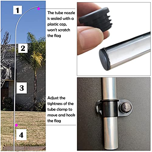 2 Packs Swooper Flag Pole with 2 Packs Ground Stake,12 Feet Complete Feather Flag Pole Kit for Business Advertising Flags,...