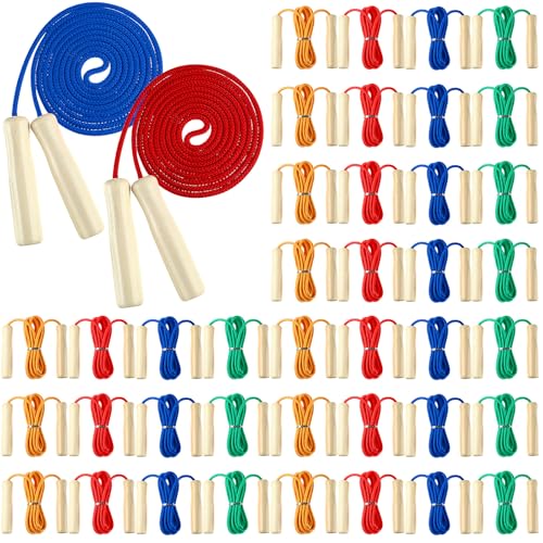 Sonwyoung 8.53 FT Jump Ropes for Kids Adults Adjustable Cotton Skipping Rope with Wooden Handle for Multiplayer Double Dut...