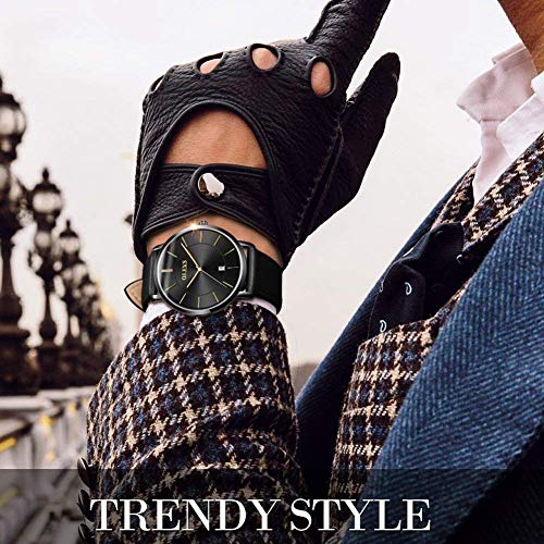 OLEVS Mens Watches Minimalist Ultra Thin Fashion Casual Analog Quartz Date Watch Waterproof Slim Simple Big Face Dress Wri...