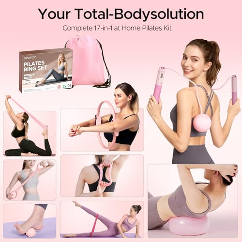 diputox Pilates Ring Kit for Women, Pilates Equipment Accessories, Home Workout Set with Magic Circle, Mini Exercise Ball,...