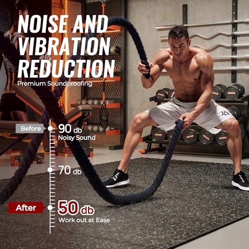 SUPERJARE 0.79'' Extra-Thick Exercise Equipment Mats, 18 Pcs 72 Sq Ft Rubber Top Floor Tiles with High Density EVA Foam, I...