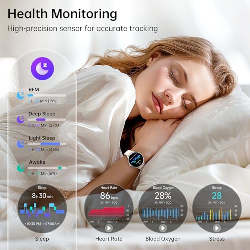Smart Watch for Women, 1.27" AMOLED Screen Smartwatch with Answer/Make Call for iPhone/Android/Samsung, Fitness Tracker wi...