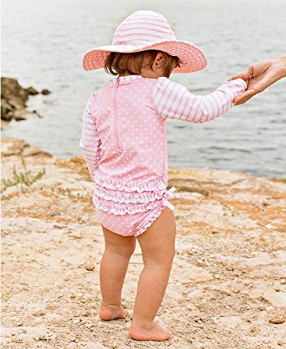 RuffleButts® Baby/Toddler Girls UPF 50+ Sun Protective Wide Brim Swimwear Sun Hat