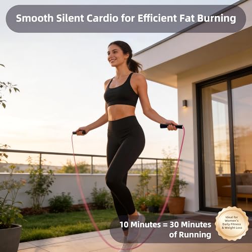 YUEDONG 5mm Adjustable Weighted Jump Rope Inspired by Canton Tower Curve - Elegant Matte Long Handles with Four-Sided Ant...