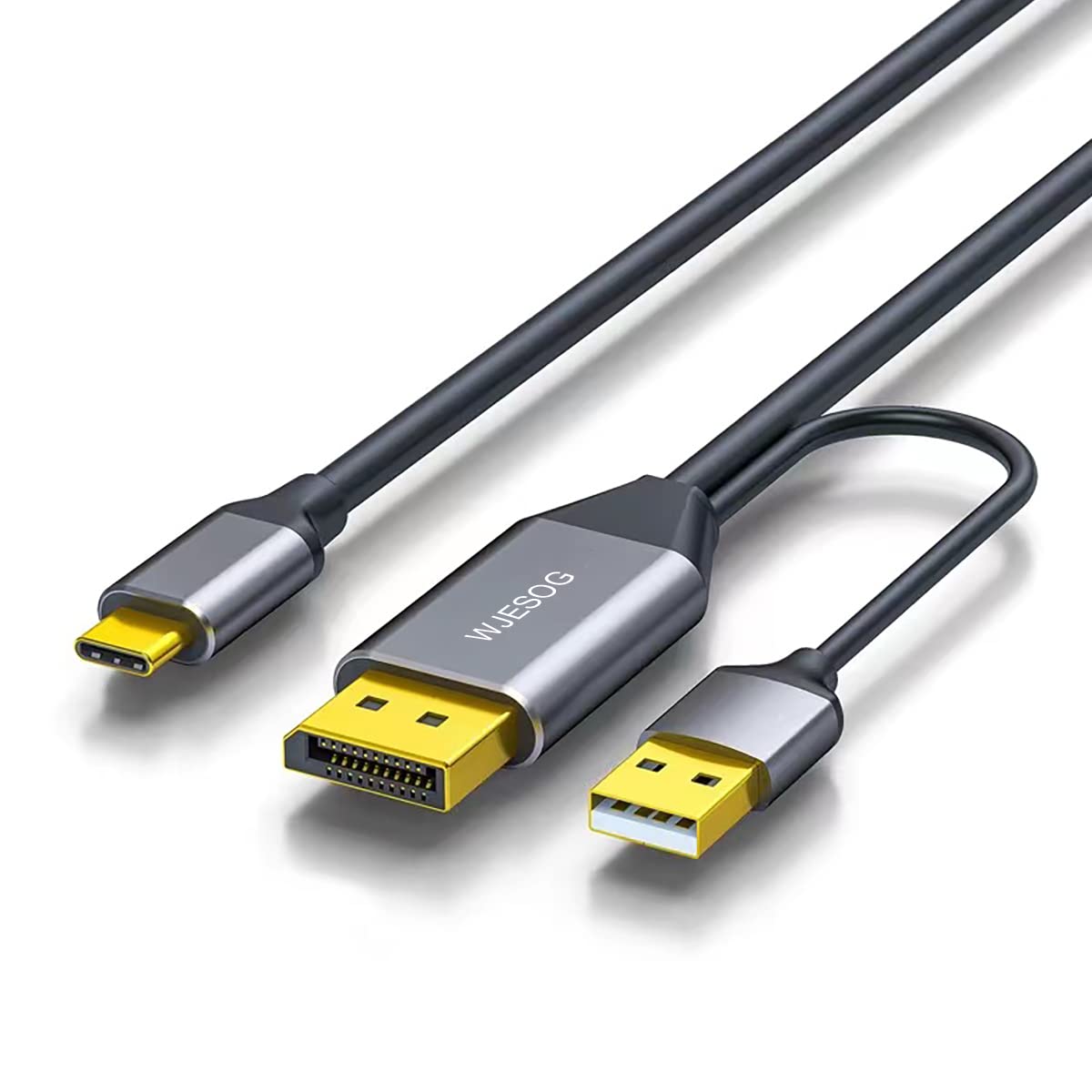 Wjesog Displayport To Usb C Cable 6.6Ft 4K@60Hz With Usb Cable Adapter,Dp Male To Type-C Male Converter Support Touch With Nreal