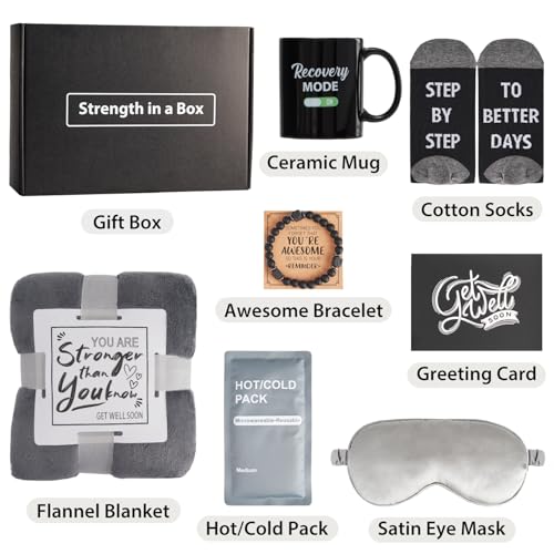 Get Well Soon Gifts for Men - Care Package with Plush Blanket, Mug, Socks, and so on - Get Well Basket for Men Dad Friend ...