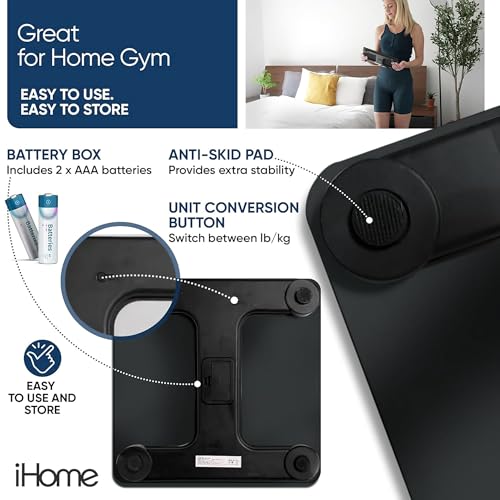 iHome Digital Scale, Bathroom Scale, Batteries Included, Scale Body Weight, Weight Scale, Bathroom Scales for Weight, Digi...