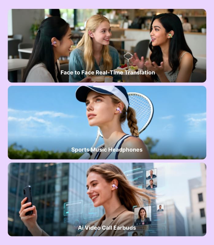 SoundAI FairyClip A2 Open-Ear Earbuds, Clip On AI Translation Headphones, Wireless Adaptive Comfort Bluetooth 5.4 Waterpro...