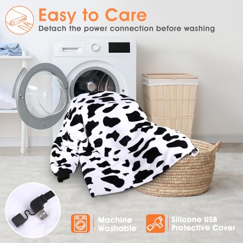 Covfirst Heated Wearable Blanket Hoodie, 3 Heat Level USB Heated Hooded Blanket, Overheat Protection Cozy Heated Hoodie Bl...