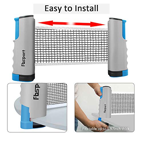 FBSPORT Ping Pong Paddle Set, Portable Table Tennis Set with Retractable Net,Rackets,Balls and Carry Bag for Indoor/Outdoo...