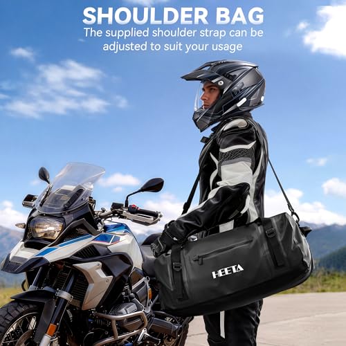 HEETA Waterproof Motorcycle Dry Duffel Bag, Luggage Travel Tail Bag Saddle Bags with Zippered Closure & Pocket, Shoulder S...