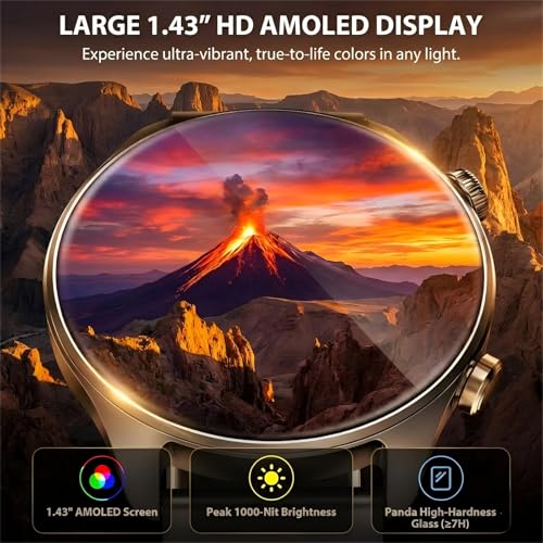 Zolovip GPS Smart Watch for Men Women (Answer/Make Call), 1.43" AMOLED Round Display, Built-in GPS, 3ATM Waterproof, Heart...