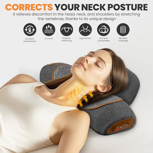 CARINIFY 3-in-1 Rechargeable Neck Massager Pillow - Pillow Massage Neck Hump for Shoulder Pain, Deep Tissue Pain Relief, w...