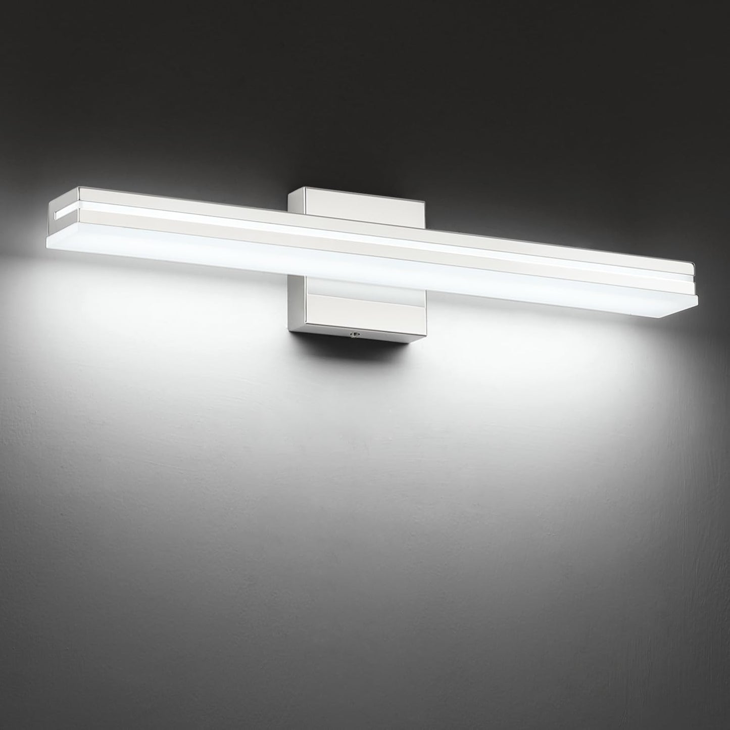 Sinerise 24-Inch Led Modern Bathroom Vanity Light Bar  Chrome Modern Acrylic Bathroom Wall Lighting Fixtures Over Mirror (Cool White 6000K)