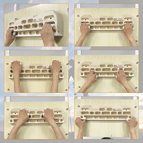 TWO STONES Wooden Hangboard Rock Climbing Pull Up Bar Designed Training for Climbing, Wooden Fingerboard Climbing Training...