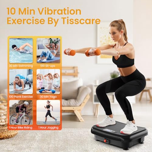 TISSCARE Vibration Plate Exercise Machine Mini Vibrating Plates for Lymphatic Drainage and Weight Loss, 400Lbs Capacity Fu...