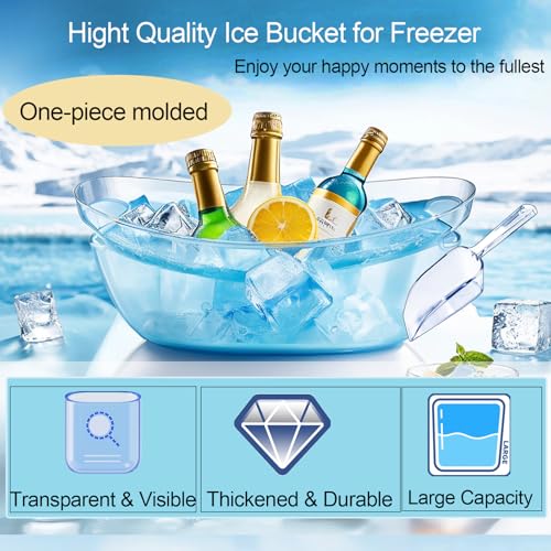 Emycool Ice Bucket, 5.5L Large Ice Buckets for Parties and Freezer, Plastic Beverage Tub for Cocktail Bar with Scoops for ...
