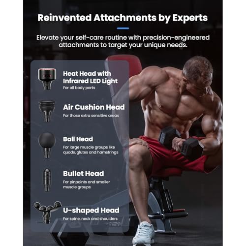 BOB AND BRAD A2 Ultra Massage Gun with Red Light Infrared Heat Head, FSA Eligible/HSA Eligible, Pro Percussion Massage Gun...