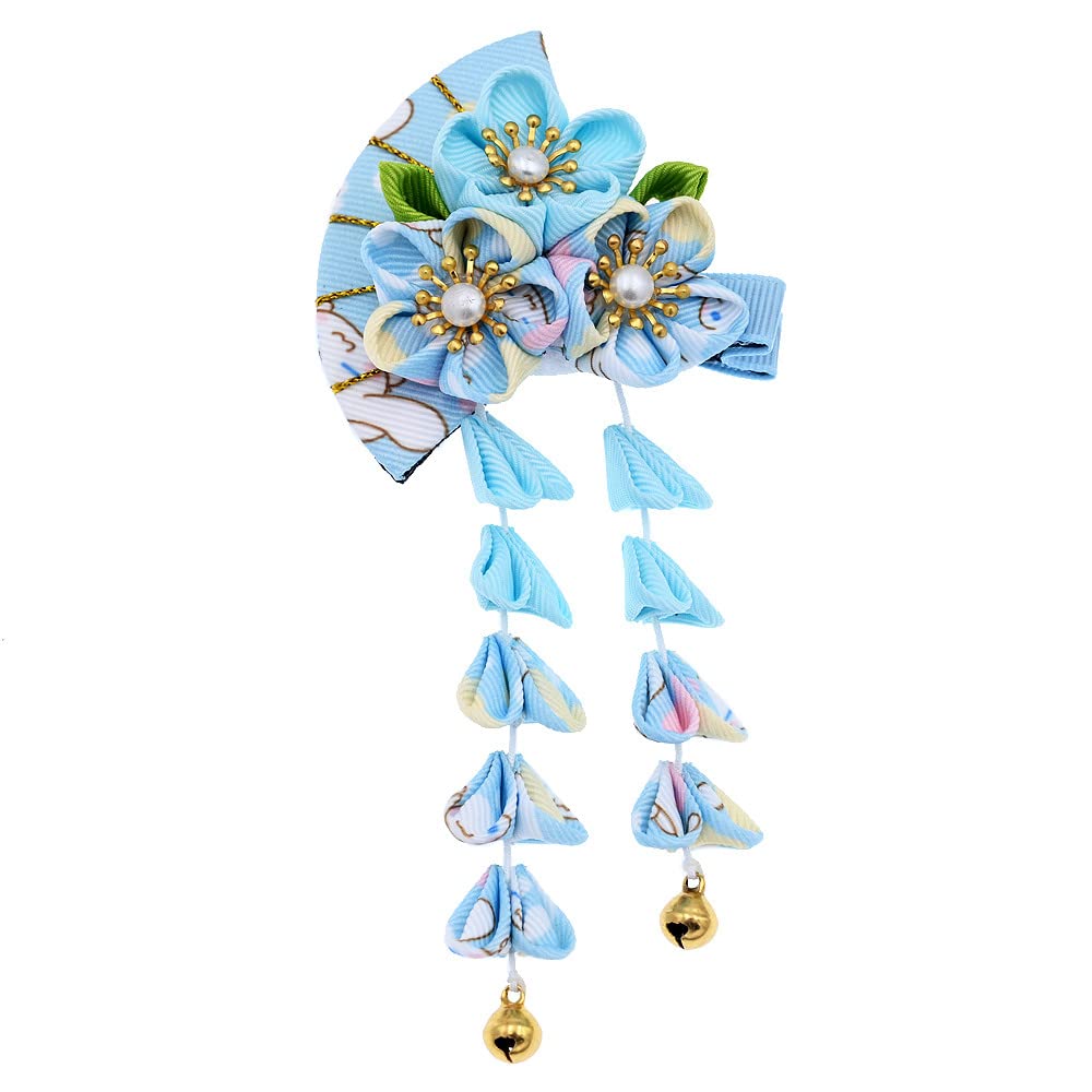 Japanese Style Women Flower Hair Clip Tassel Hair Ornament, Kimono Decor Fabric Hanfu Hairpin Accessories For Christmas Party Co