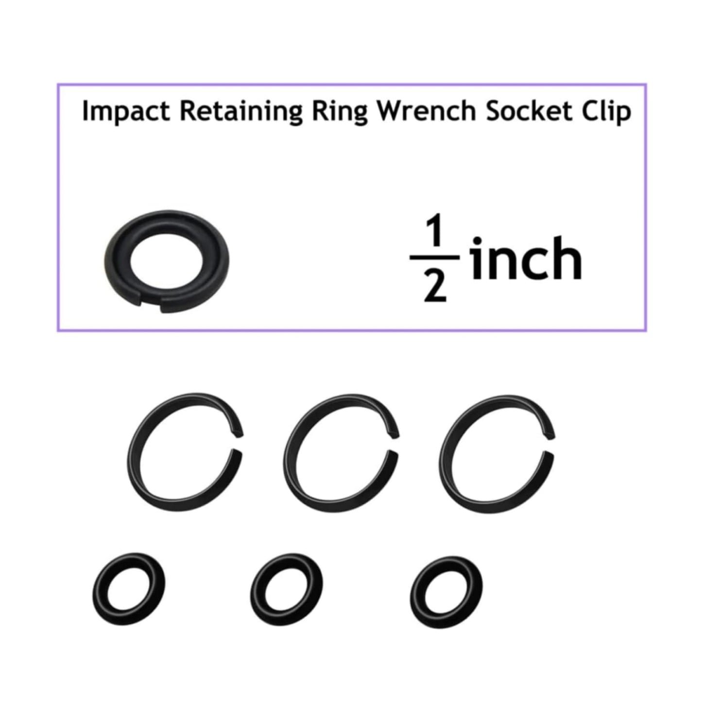 TALSWIF (6+6 Sets) 1/2” and 3/8" Impact Retaining Ring Clip Friction Ring with O-Ring for Mmiwauukiiii Electric/Pneumatic Type Impact Wrench, Retainer Ring Anvil Install Tool Included