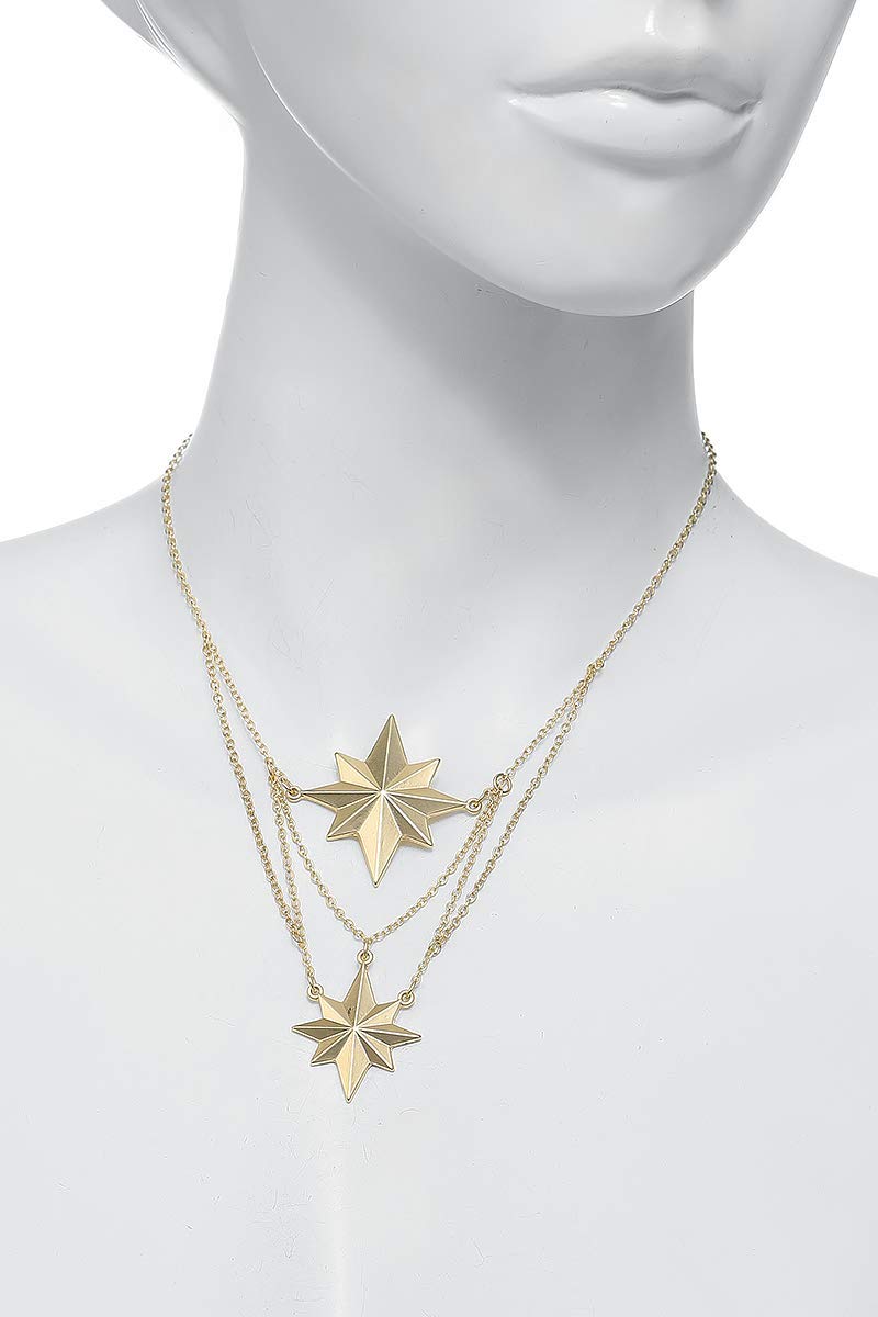 Marvel Comics Women's Captain Marvel Matte Finish 2-Tiered Necklace, Gold, One Size