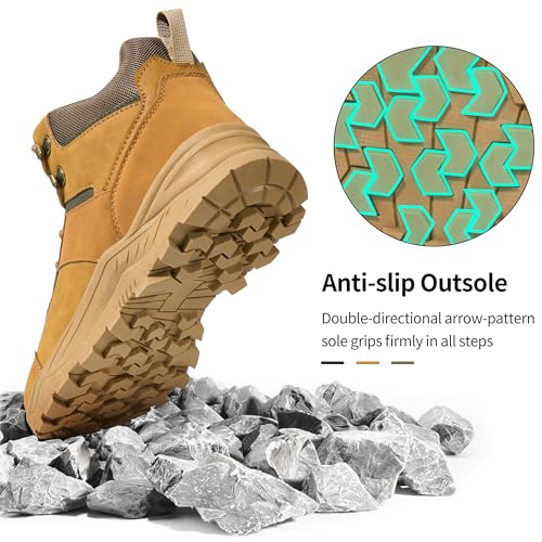 HARENCE Men's Waterproof Hiking Boots Lightweight Slip-Resistant Ankle Support for Trekking Walking