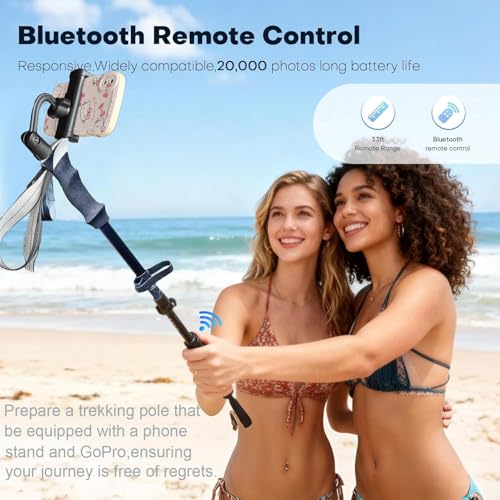 QIYUANCHUANG Collapsible/Foldable Camera & Phone Mount Ready Trekking Poles - Ultra-Portable for Travel & Hiking, Lightwei...
