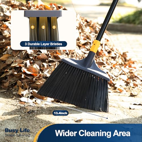 Yocada Heavy-Duty Broom Outdoor Commercial for Courtyard Garage Lobby Mall Market Floor Home Kitchen Room Office Pet Hair ...
