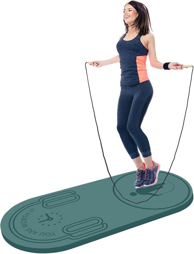 LERYG 8/20/30mm Jump Rope Mat Fitness Exercise Mat Durable, Non-Slip, Workout Mats with Jump Rope & Carrying Bag for Home ...