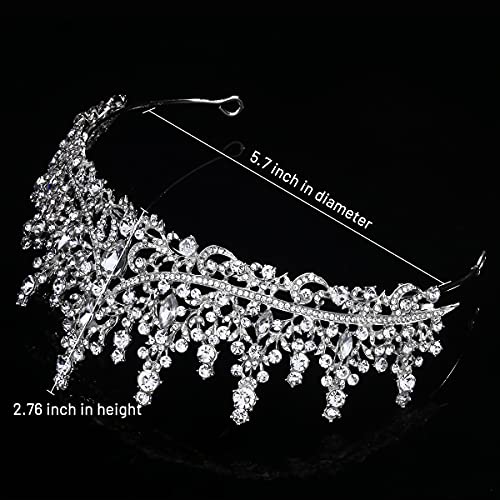 TOBATOBA Silver Wedding Crystal Tiaras and Crowns for Women, Bride Royal Queen Headband Princess Quinceanera Headpieces fo...