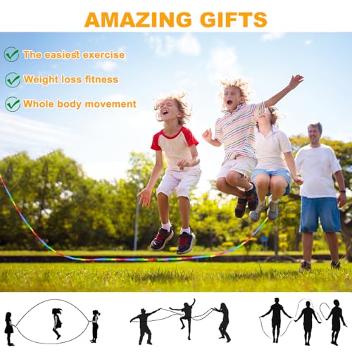 16.5FT Double Dutch Jump Ropes for Adults Kids, Rainbw Long Jump Rope, Beaded Jump Rope for Fitness, Segmented Skipping Ro...