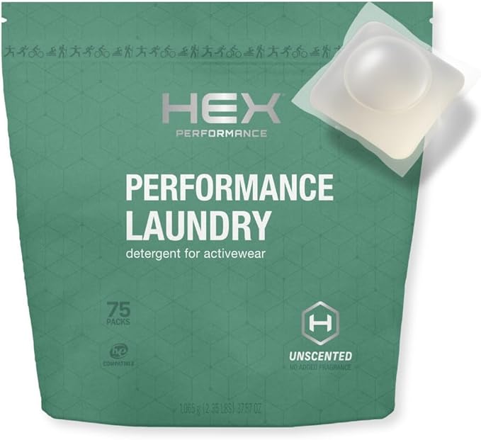 HEX Performance Laundry Detergent Packs for Activewear & Technical Fabrics, Deep Odor & Sweat Removal Without Fragrance, E...