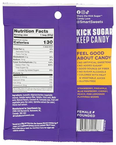 Smart Sweets, Gummy Worms, 1.8 Ounce