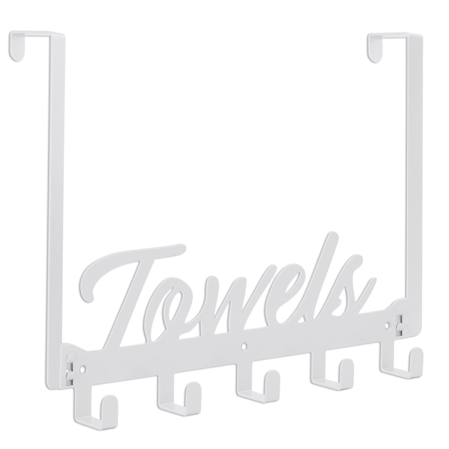 Azmoncy Over The Door Hooks, Towel Rack for Bathroom & Bedroom, Heavy Duty Over Door Towel Hanger with 5 Coat Hooks, White