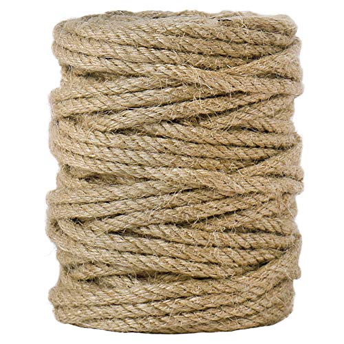 Tenn Well 5mm Jute Rope, 100 Feet 4Ply Twisted Heavy Duty and Thick Twine Rope for Gardening, Crafting, Bundling, Cat Scra...