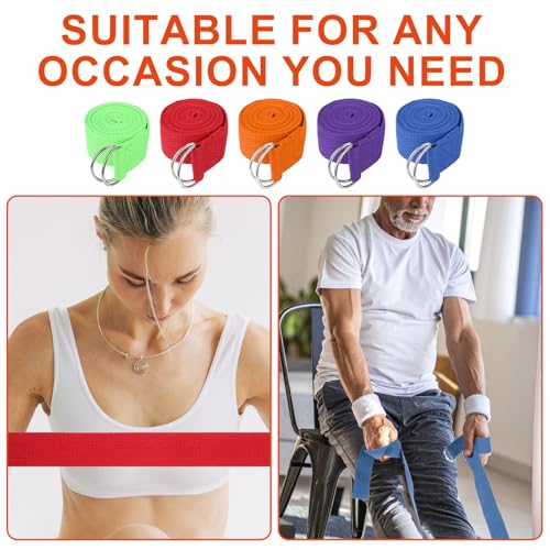 10 Pcs Yoga Strap for Stretching Bulk 6ft Exercise Stretch Band with Metal D Ring Adjustable Pilates Non Elastic Yoga Stre...