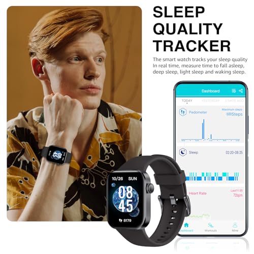 Smart Watch for Women Men Answer/Make Call,1.85" HD Screen Fitness Tracker with Step Counter,140+ Sport Modes Smartwatch w...