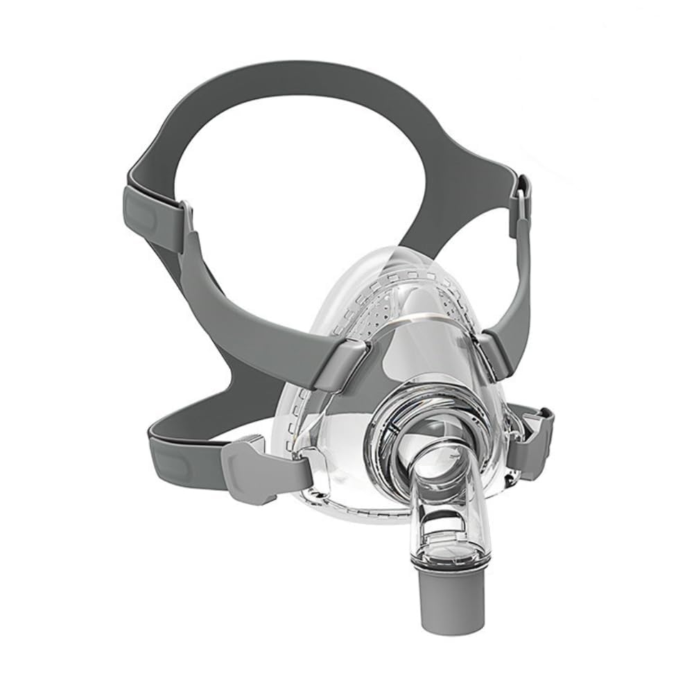 CPAP Mask, Universal Full Face CPAP Masks Replacement Set, Soft Silicone CPAP Full Cover Assembly Kit, Comfort Series Nasal CPAP MASK with Headgear, Elbow and Cushion, L Size
