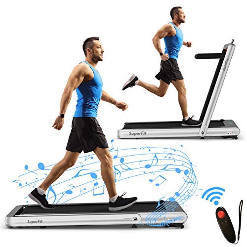 Goplus 2 in 1 Folding Treadmill, 4.75HP Superfit Under Desk Electric Treadmill with APP Control, LED Touch Screen, Blue To...