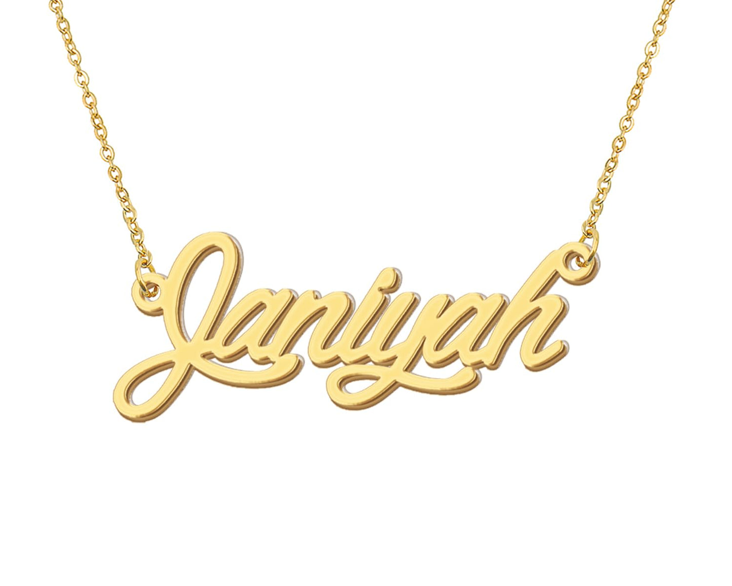 Aoloshow 18k Gold Plated Necklace with Janiyah Name Women's Nameplate Necklaces Stainless Steel Christmas Jewelry for Familys