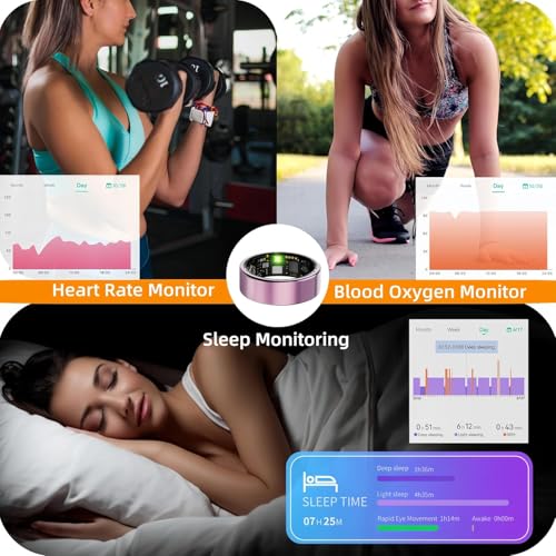 Oucscru Smart Ring for Women Men, Health Tracker with Heart Rate/Blood Oxygen/Blood Pressure/Sleep Monitor/Step Counting, ...