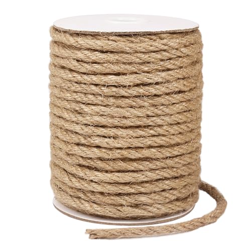 Tenn Well 6mm Jute Rope, 66 Feet Strong and Thick Twine Rope for Crafting, Gardening, Cat Scratching Post, Packing, Home D...