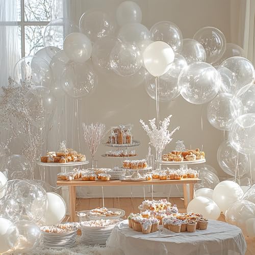PartyWoo Clear Balloons 85pcs Different Sizes of 18 12 10 5 Inch Transparent Balloon Arch Kit for Graduation Wedding Baby ...