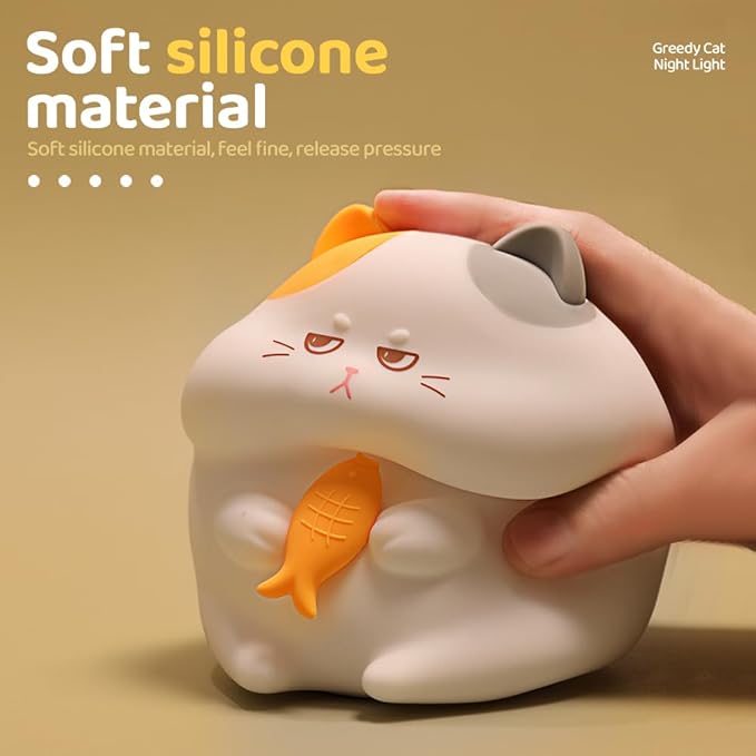 S NMT Cute Cat Silicone Night Light 7 Colors Changeable 3 Brightness Rechargeable Timing Sleeping Lamp Kawaii Cordless Night Lights for Kids Room Decor