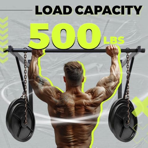 ECOTRIC 46" Wall Mounted Pull Up Chin Up Bar Heavy Duty Gym Workout Fitness Home Mount Fitness 500lbs